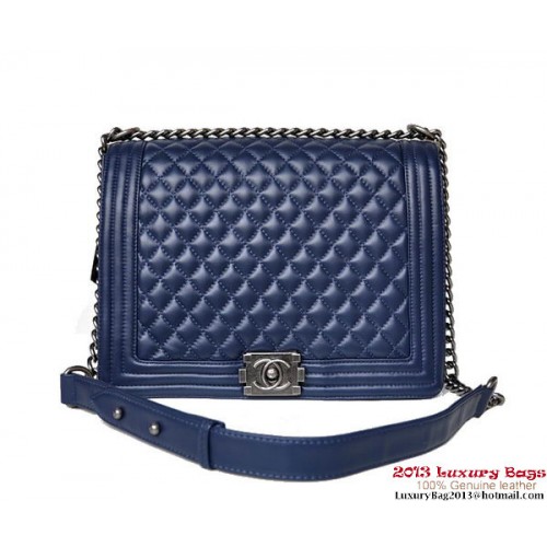 Fiú Chanel Flip Válltáska A67087 Báránybőr Királykék