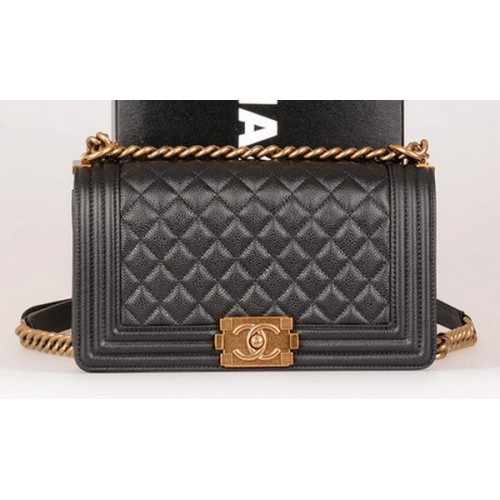 Fiú Chanel Flap Válltáska Fekete Eredeti Cannage Mintás A67086 Arany