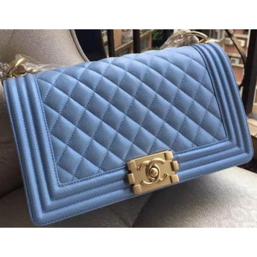 Fiú Chanel Flip Válltáska Kék Cannage Mintás A67086 Arany