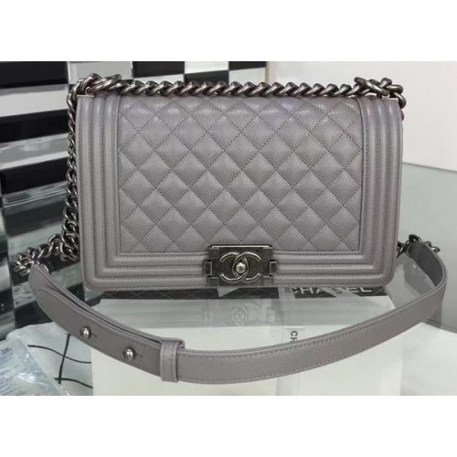 Fiú Chanel Flap Válltáska Cannage Mintával A67086 Szürke