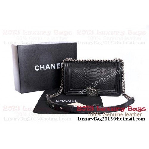 Fiú Chanel Flip Válltáska Valódi Python Bőr A37003 Fekete