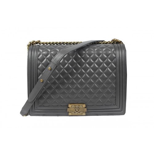Fiú Chanel Flap Válltáska Szürke Eredeti Báránybőr A67087 Réz