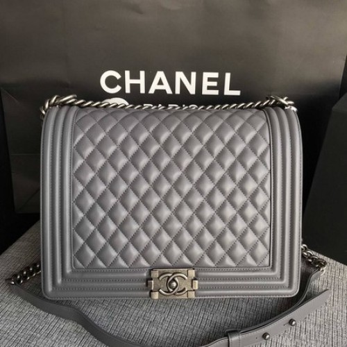 Fiú Chanel Flap Válltáska Szürke Eredeti Báránybőr A67087 Ezüst