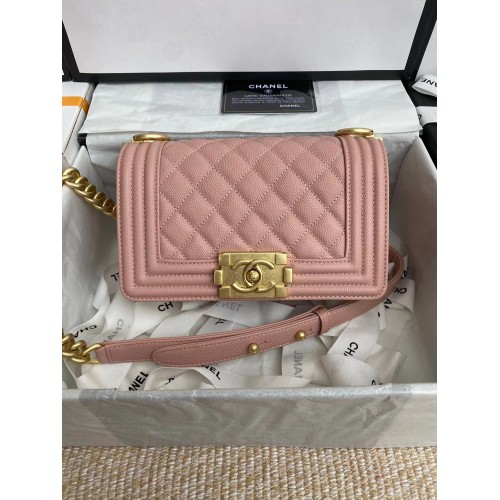Fiú Chanel Flap Válltáska Bőr A67085 Rózsaszín
