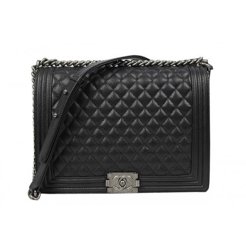 Fiú Chanel Flap Válltáska Eredeti Cannage Mintás A67087 Fekete
