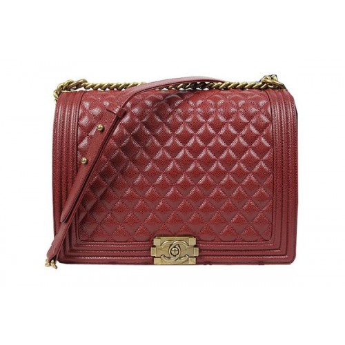 Fiú Chanel Flap Válltáska Eredeti Cannage Mintás A67087 Burgundia