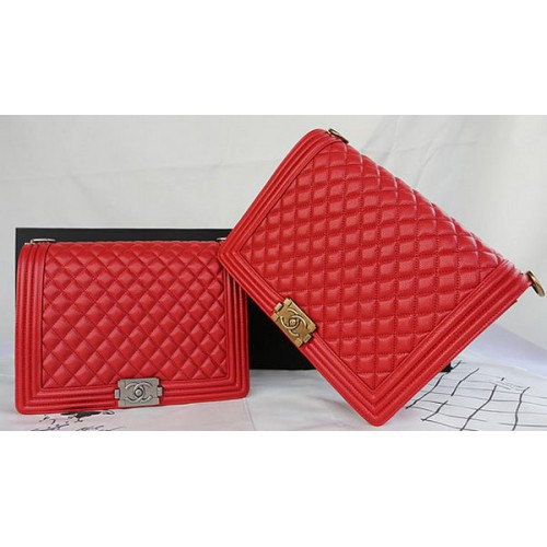 Fiú Chanel Flap Válltáska Eredeti Cannage Mintás A67087 Piros