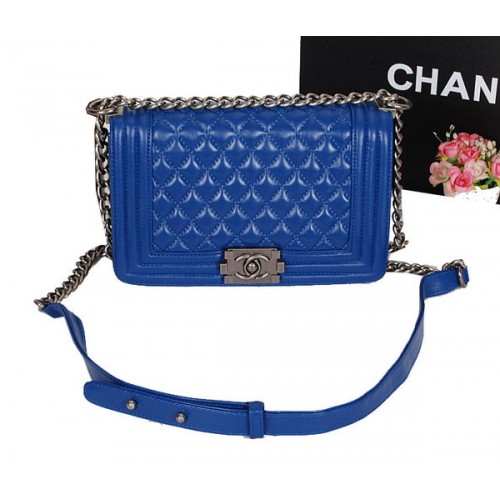 Fiú Chanel Flip Válltáska Eredeti Báránybőr A67086 Kék
