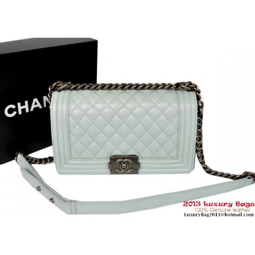 Fiú Chanel Flap Válltáska Eredeti Báránybőr A67086 Világoskék