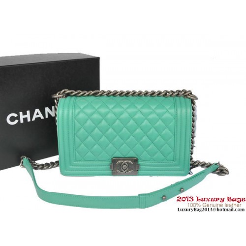 Fiú Chanel Flap Válltáska Eredeti Báránybőr A67086 Világoszöld