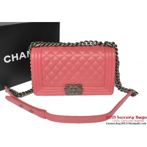 Fiú Chanel Flap Válltáska Eredeti Báránybőr A67086 Világospiros