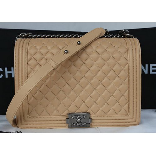 Fiú Chanel Flap Válltáska Eredeti Báránybőr A67087 Barackszínű