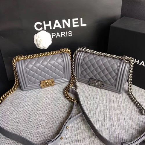Fiú Chanel Flap Válltáska Báránybőr Bőr A67085 Szürke