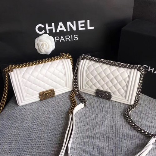 Fiú Chanel Flap Válltáska Báránybőr Bőr A67085 Fehér