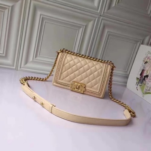 Fiú Chanel Flap Válltáska Báránybőr A67085E Barackszínű