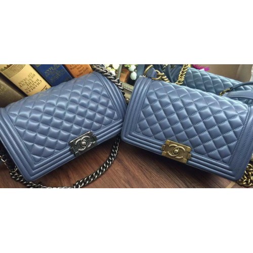 Fiú Chanel Flap Válltáska Báránybőr Bőr A67086 Világoskék