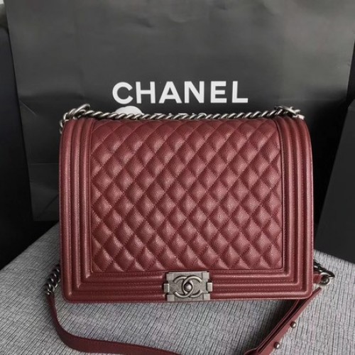 Fiú Chanel Flap Válltáska Bor Eredeti Cannage Mintás A67087 Ezüst