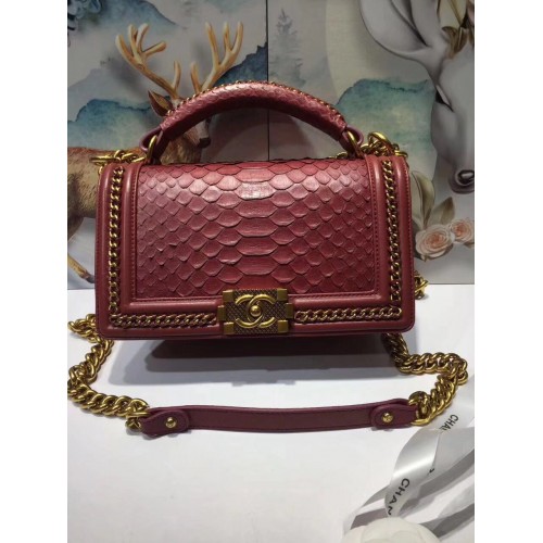 Fiú Chanel Flap Válltáska Eredeti Kígyóbőr 67086 Piros