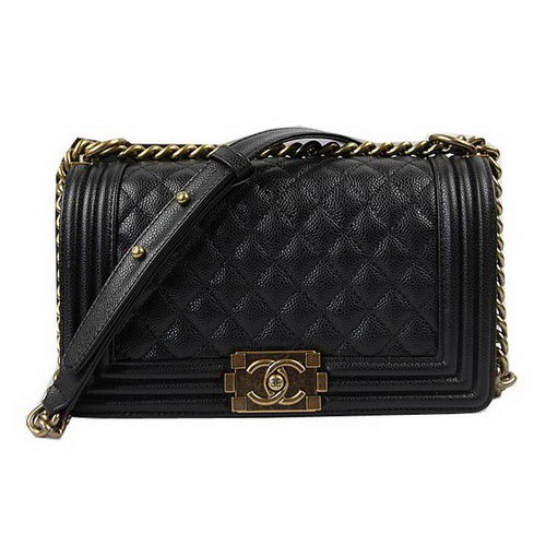 Fiú Chanel Flap Válltáska Fekete Eredeti Cannage Mintás A67025 Arany