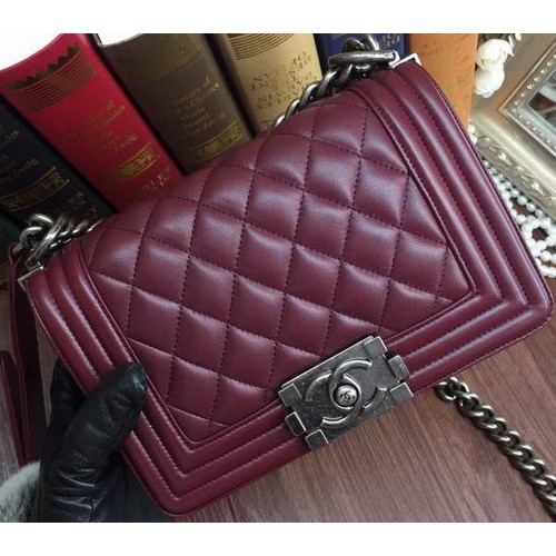 Fiú Chanel Flap Válltáska Báránybőr Bőr A67085 Burgundia