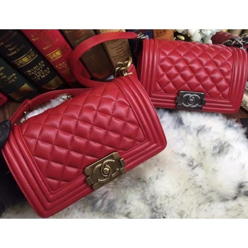 Fiú Chanel Flap Válltáska Báránybőr Bőr A67085 Piros