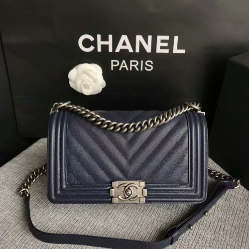 Fiú Chanel Eredeti Chevron Bőr 67086 Kék