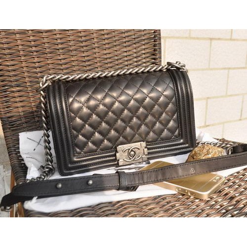 Fiú Chanel Eredeti Báránybőr Bőr Fülű Válltáska A67086 Fekete