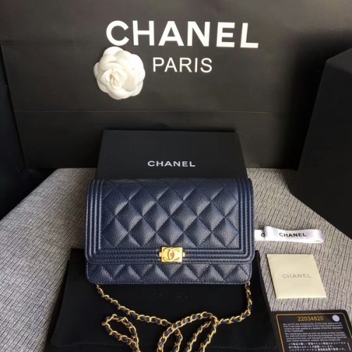 Fiú Chanel WOC Fülű Táska Eredeti Borjúbőr CHA6040 Kék