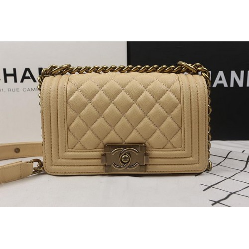 Fiú Chanel mini füles táska barackszínű mintával A67025 arany