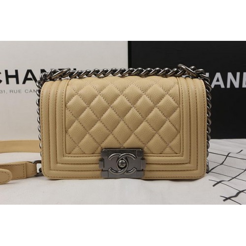 Fiú Chanel mini füles táska barackszínű mintával A67025 ezüst