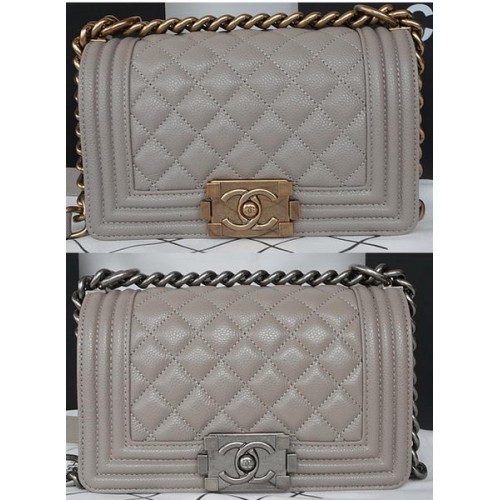 Fiú Chanel mini füles táska eredeti cannage mintával A67085 szürke