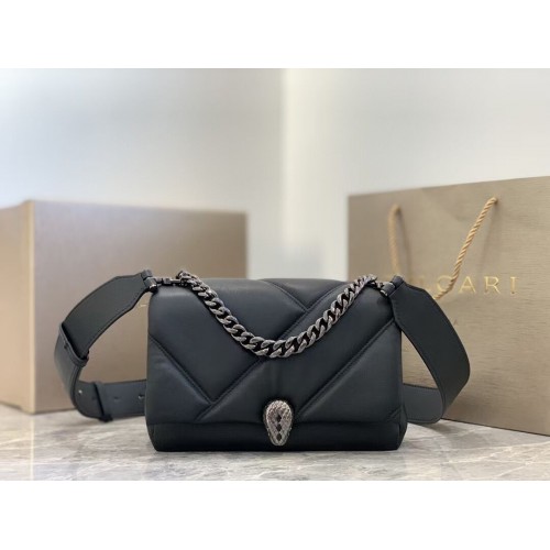Bvlgari Serpenti Forever bőr crossbody táska B219069 fekete