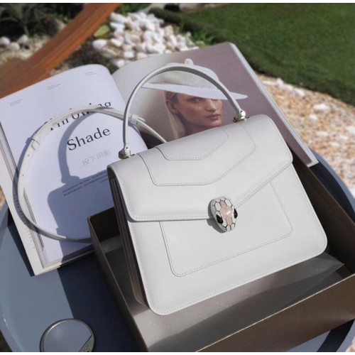 Bvlgari Serpenti Forever bőr kis keresztpántos táska 20286 fehér