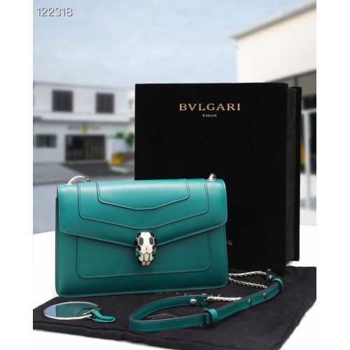 Bvlgari Serpenti Forever bőr kis keresztpántos táska 28090 Smaragdzöld