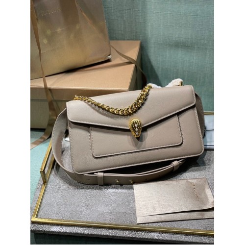 Bvlgari Serpenti Forever bőr kis keresztpántos táska 292833 szürke