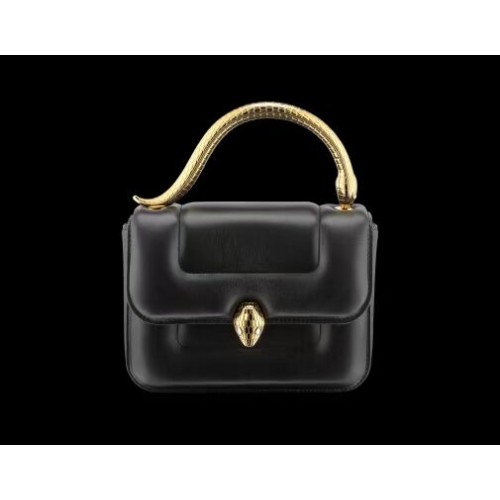Bvlgari Serpenti Forever bőr kis crossbody táska B209107 fekete