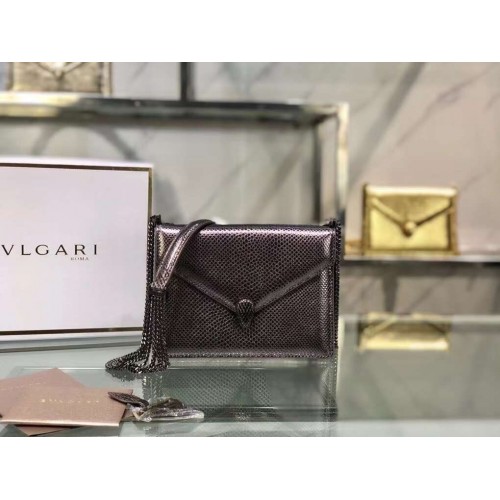 Bvlgari Serpenti Forever bőr kis crossbody táska B210544 ezüstszürke
