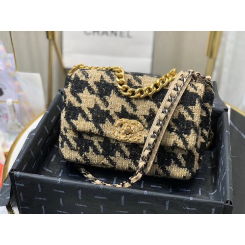 CHANEL 19 Flap Bag AS1160 Fekete és Sárgabarack