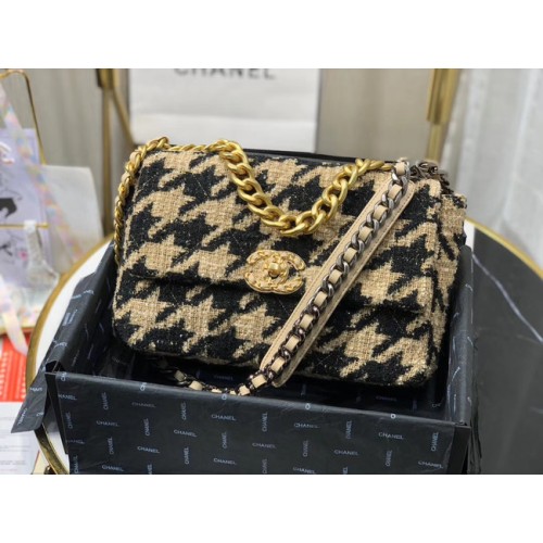 CHANEL 19 Flap Bag AS1161 Fekete és Sárgabarack