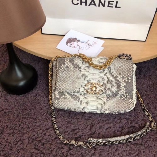CHANEL 19 Flap Bag Eredeti Kígyóbőr Flap Bag AS1160 szürke
