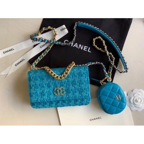 CHANEL 19 Flap Bag WOC 33817 kék