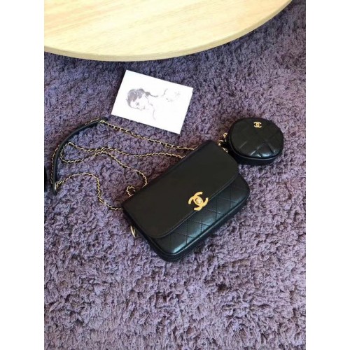 CHANEL Báránybőr és Arany Táska AS1094 Fekete