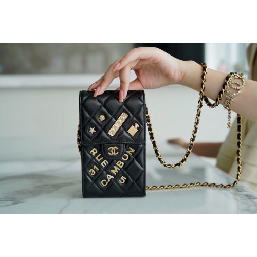 CHANEL Válltáska Mikro Mini Láncon AP2288 Fekete