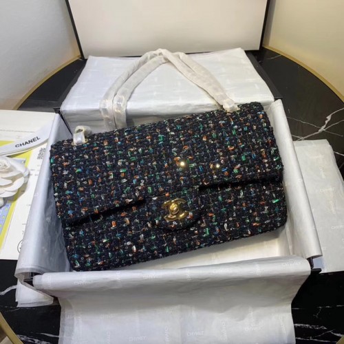 CHANEL Tweed borjúbőr tweed karkötő - aranyszínű fém 1112 sötétkék