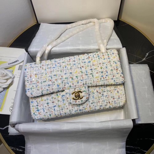 CHANEL Tweed borjúbőr tweed karkötő - aranyszínű fém 1112 fehér