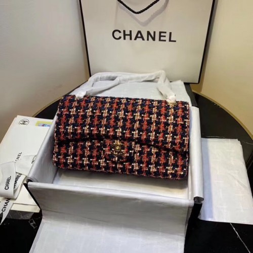 CHANEL Tweed borjúbőr tweed óra - aranyszínű fém AS1112 piros