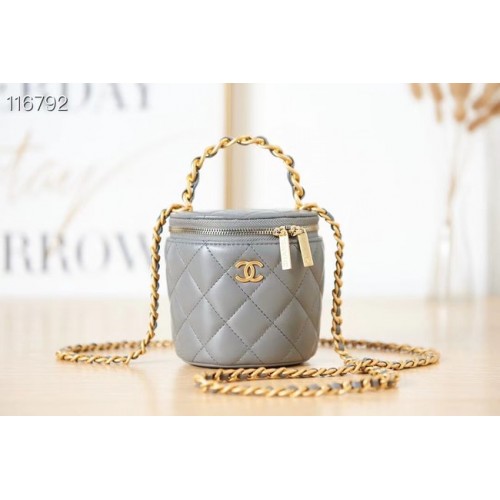 CHANEL VANITY lánccal báránybőr aranyszínű fém AS2873 szürke