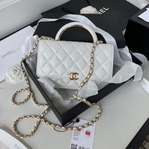 CHANEL LÁNCOS PÉNZTÁRCA Báránybőr Arany Tónusú Fém AP2844 fehér