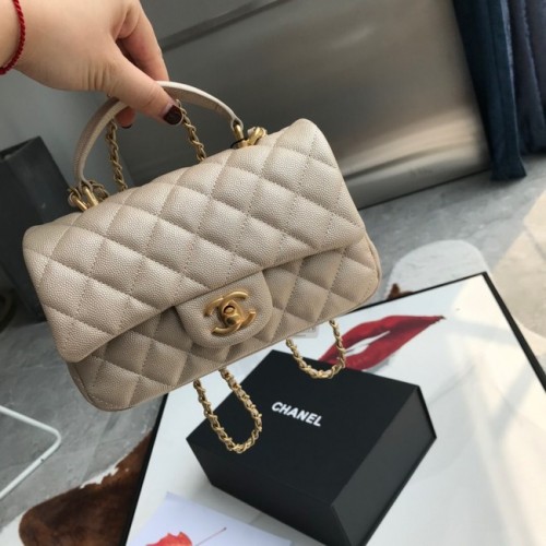 CHANEL mini fedeles táska felső fogantyúval AS2431 Barackszínű