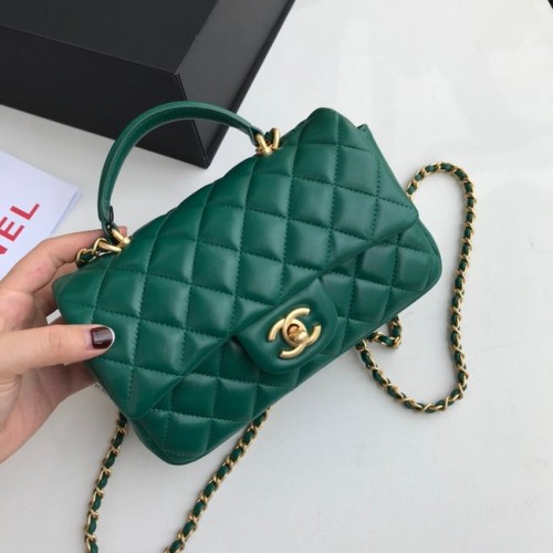 CHANEL mini fedeles táska felső fogantyúval AS2431 zöld